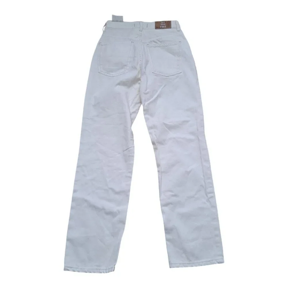 We The Free Ivory White The Pacifica High Rise Slim Straight Leg Denim Jeans 25